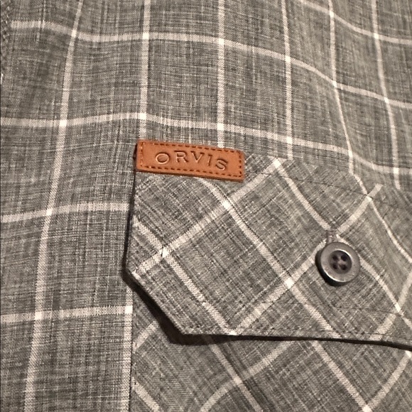 Orvis Gray/Green Checkered Shirt with Button Detail - Picture 2 of 6